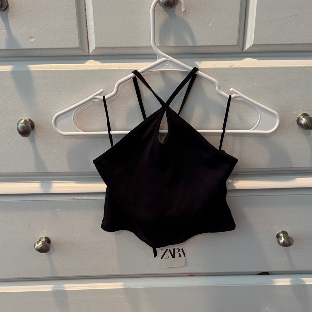 Zara Black Halter Crop Top
